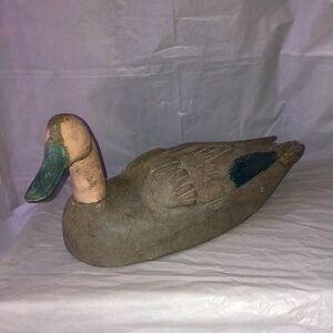 Antique duck decoy 14” long blue winged teal or mallard life sized circa 1949